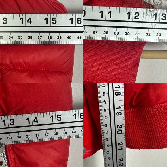 G-Star Whistler Puffer Vest Red Size XS Full Zipper Fur Trim Removable Hood Coat - Picture 14 of 15